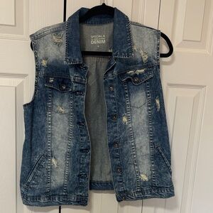 Special A Denim Blue Distressed Vest